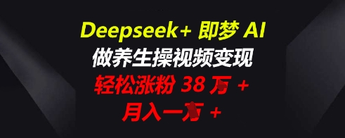 Deepseek+即梦AI，做养生操视频变现，轻松涨粉38W+，月入一W+-牛马资源