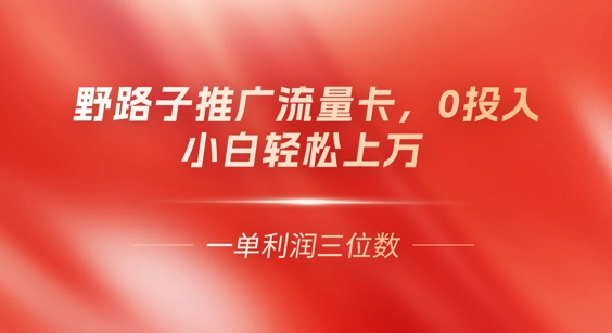 0门槛推广流量卡，一单收益上百，0投入，小白月入过W-牛马资源