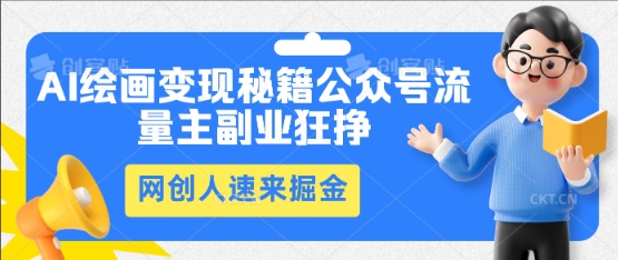 AI绘画变现秘籍：公众号流量主副业狂挣，网创人速来掘金-牛马资源