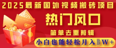 2025最新视频搬砖项目,热门风口,简单去重剪辑,小白也能轻松月入过W-牛马资源