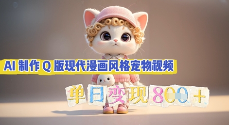 AI制作Q版现代漫画风格宠物视频，单日变现几张-牛马资源