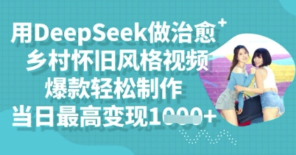 用DeepSeek做治愈乡村怀旧风格视频，爆款轻松制作，当日最高变现多张-牛马资源